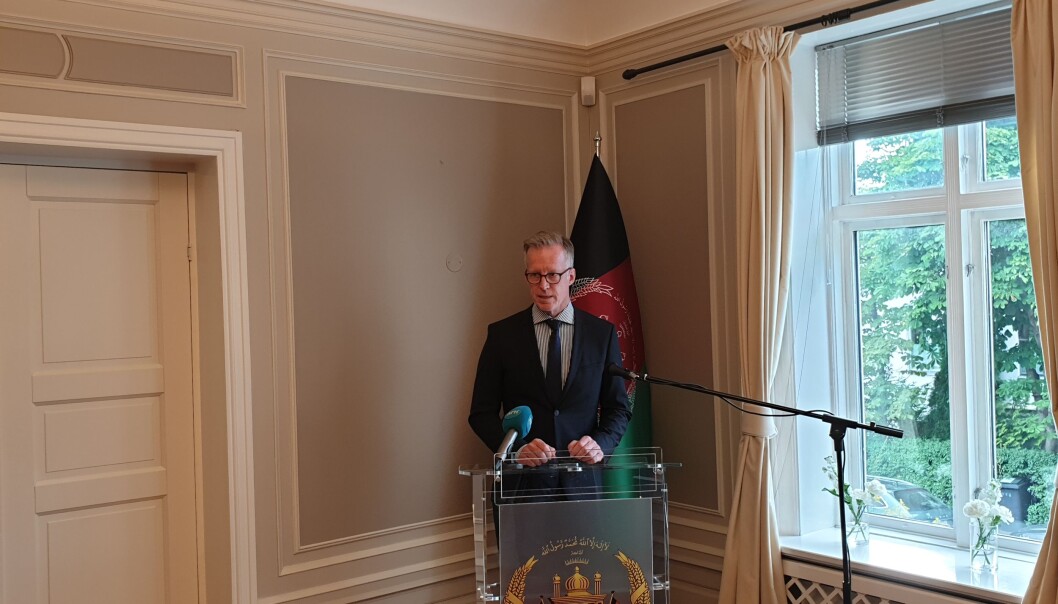 Rektor ved NMBU, Curt Rice, talte på et arrangement på den afghanske ambassaden i Oslo fredag ettermiddag. Rektor ved NMBU, Curt Rice, talte på et arrangement på den afghanske ambassaden i Oslo fredag ettermiddag.