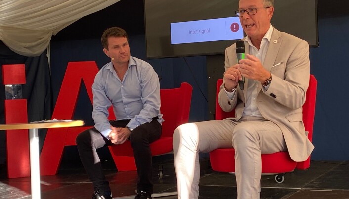 Ketil Raknes (t.v.)og Dag Rune Olsen på Studentnach under Arendalsuka i fjor. Ketil Raknes (t.v.)og Dag Rune Olsen på Studentnach under Arendalsuka i fjor.
