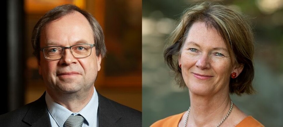 Professor Kenneth Ruud og professor Lise Øvreås ønskjer begge å bli ny frontfigur for Det Norske Videnskaps-Akademi.