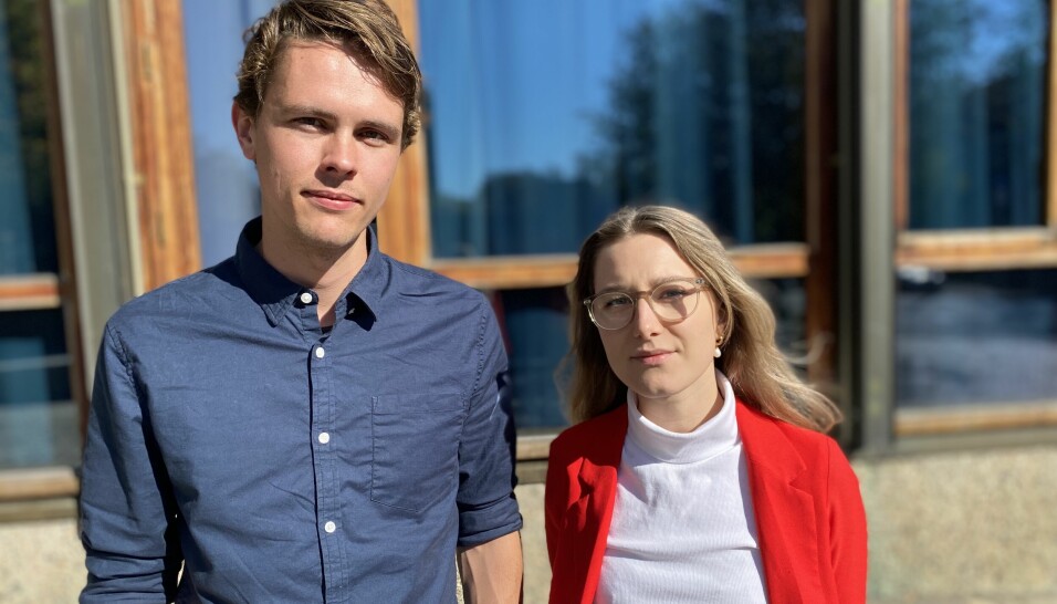 Erik Ettner Sanne og Vilde Elizabeth Larsen er nestleder og leder i sosialforeningen til masterstudentene i statsvitenskap.