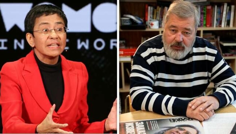 Journalistene Maria Ressa og Dmitrij Muratov får årets fredspris for 2021.