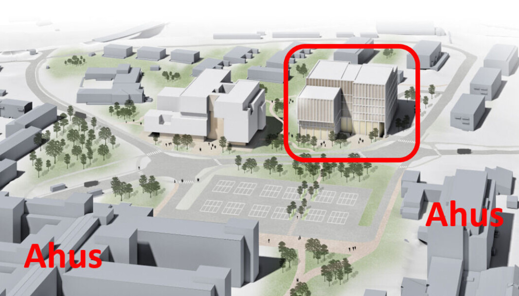 Her i bygget som er ringet inn ved Ahus i Lørenskog anbefales det at OsloMet etablerer sin nye Romerike-campus. Illustrasjon: ASAS arkitekter Her i bygget som er ringet inn ved Ahus i Lørenskog anbefales det at OsloMet etablerer sin nye Romerike-campus. Illustrasjon: ASAS arkitekter