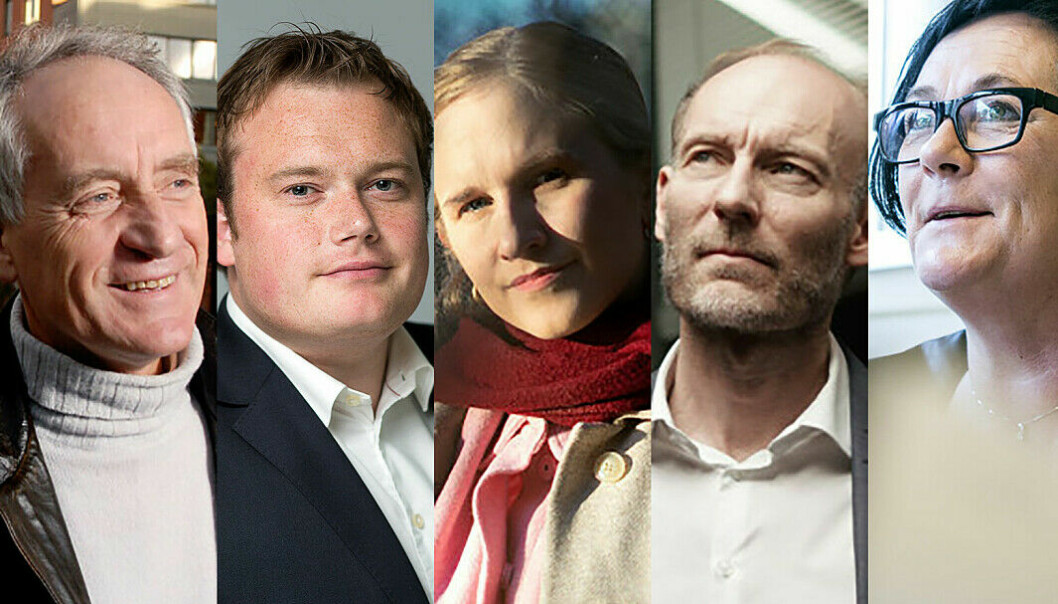 Juryen for Årets navn i akademia består av (fra venstre): Rune Slagstad, Jonas Stein, Minda Holm, Knut Olav Åmås og Tove Lie. De ber om forslag til kandidater innen 8.november.