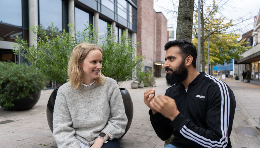 — Studentene vil vite mer om rettighetene de har, sier Usman Ashgar fra Hinn, her sammen med Katrine Klyve fra OsloMet. — Studentene vil vite mer om rettighetene de har, sier Usman Ashgar fra Hinn, her sammen med Katrine Klyve fra OsloMet.