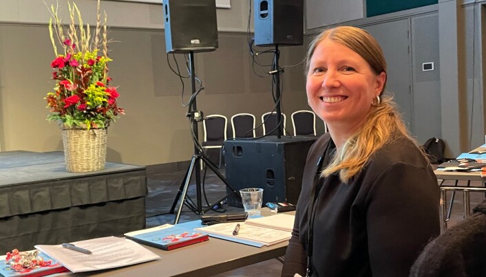 Forskerforbundets leder Guro Lind på forskningspolitisk seminar tirsdag. Forskerforbundets leder Guro Lind på forskningspolitisk seminar tirsdag.