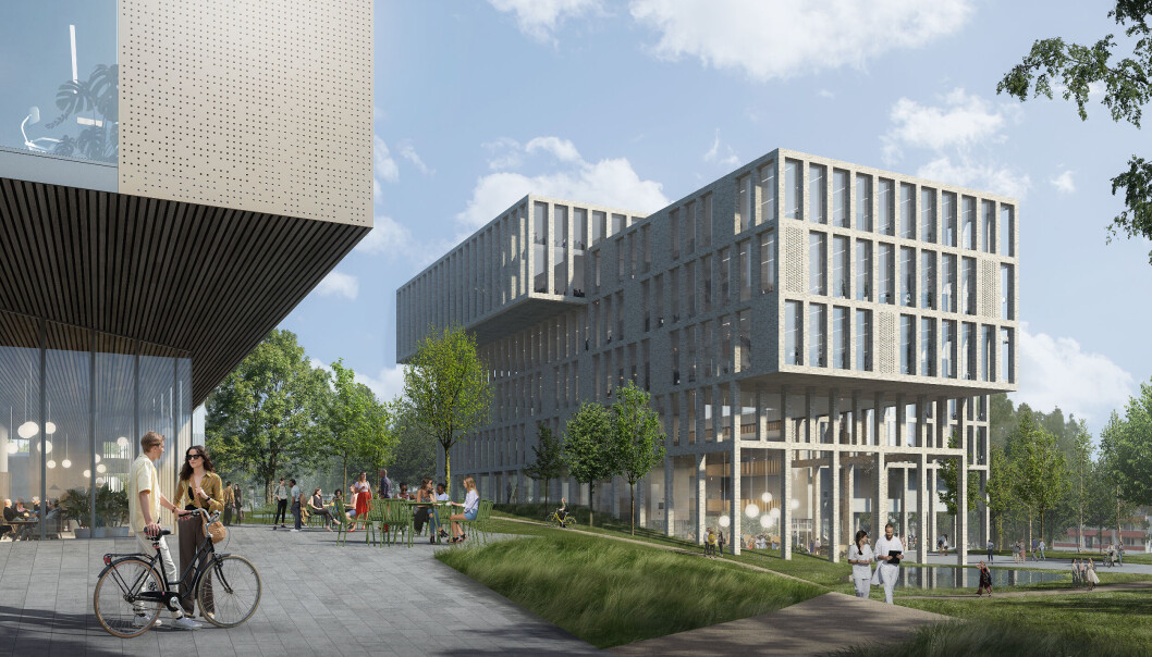 I et nybygg på Ahus i Lørenskog (bygget til høyre) skal OsloMet flytte inn hvis styret følger innstillingen fra fungerende rektor Nina Waaler. Konseptillustrasjon Asas arkitektur. I et nybygg på Ahus i Lørenskog (bygget til høyre) skal OsloMet flytte inn hvis styret følger innstillingen fra fungerende rektor Nina Waaler. Konseptillustrasjon Asas arkitektur.