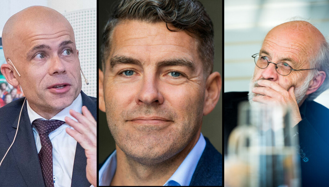Fra v.: Rektor ved Høgskolen i Østfold, Lars-Petter Jelsness-Jørgensen, viserektor for forskning og utvikling ved OsloMet, Per Martin Norheim-Martinsen og rektor ved Universitetet i Sørøst-Norge Petter Aasen. Fra v.: Rektor ved Høgskolen i Østfold, Lars-Petter Jelsness-Jørgensen, viserektor for forskning og utvikling ved OsloMet, Per Martin Norheim-Martinsen og rektor ved Universitetet i Sørøst-Norge Petter Aasen.
