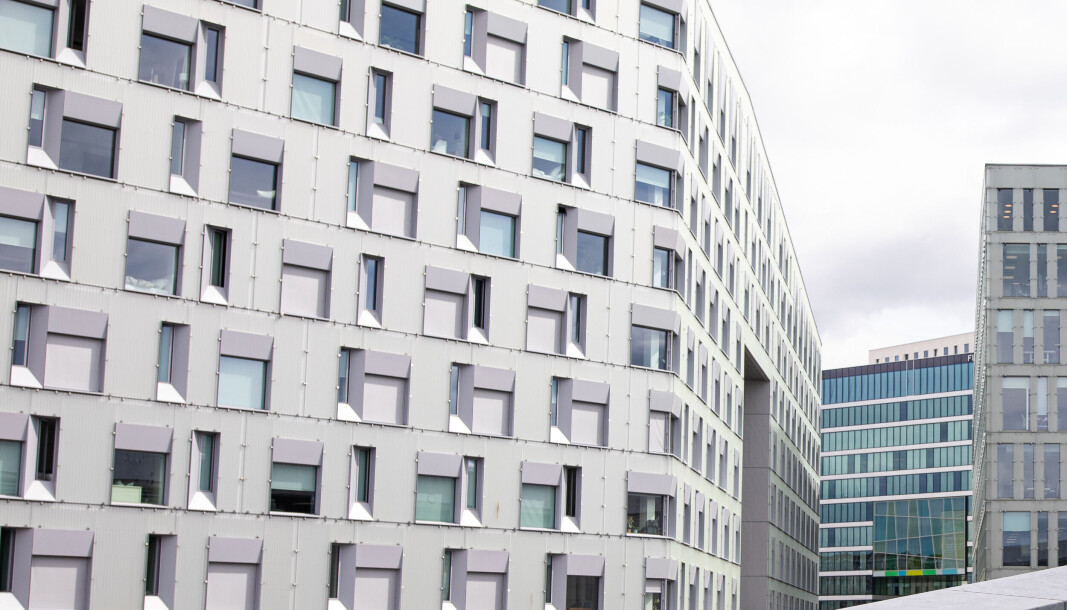 Fasaden til Thon Eiendoms studentboliger i Bjørvika, Oslo. Fasaden til Thon Eiendoms studentboliger i Bjørvika, Oslo.