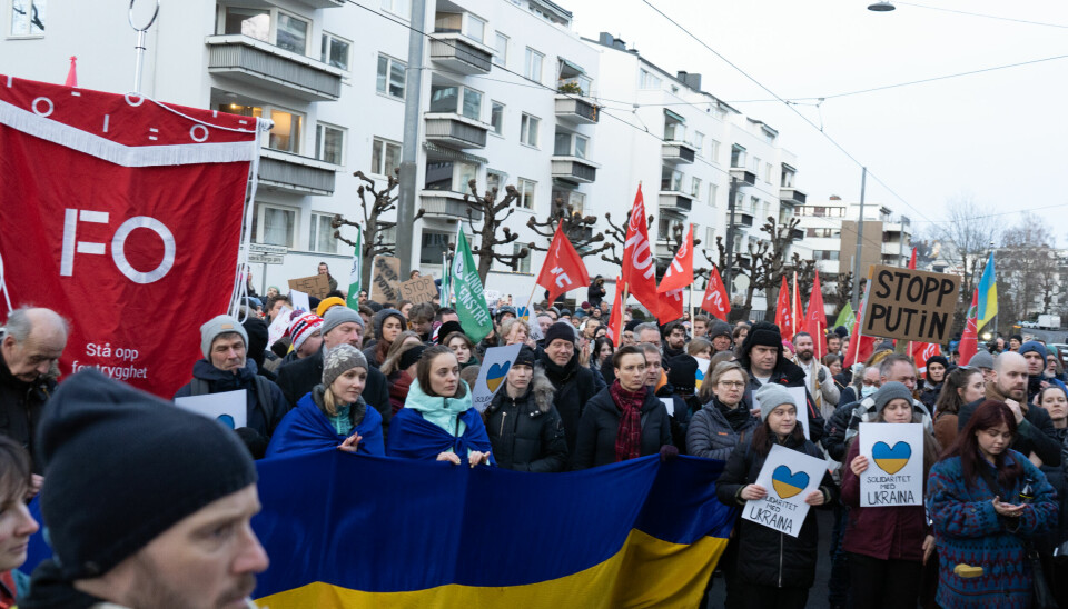 Photo taken at demonstration against Russian invation of Ukraine.