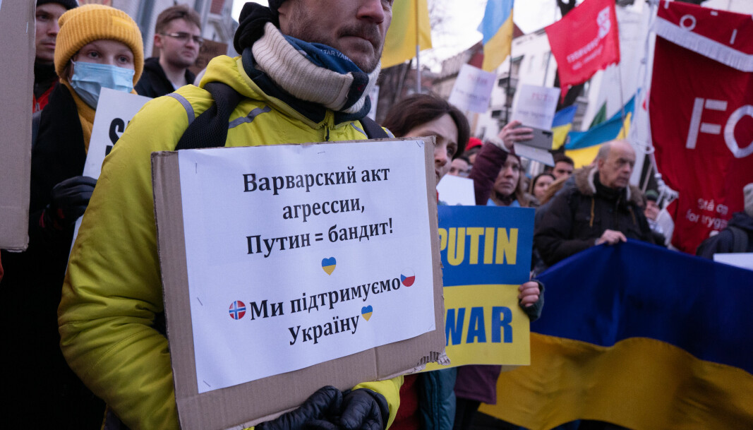 Demonstranter fra den ukrainske foreningen i Norge.