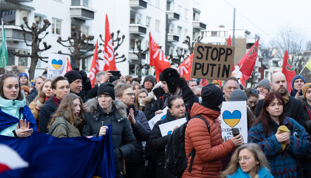 Fra demonstrasjon mot Russlands invasjon av Ukraina Fra demonstrasjon mot Russlands invasjon av Ukraina