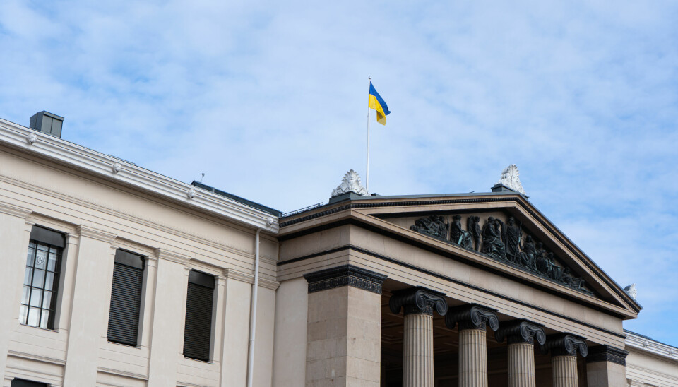 Universitetet i Oslo flagger det ukrainske flagget.