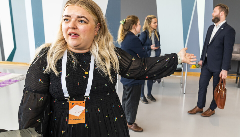 Pedagogstudentenens leder Elise Håkull Klungtveit under pedagogstudentenes landsmøte på Sundvolden hotell onsdag.