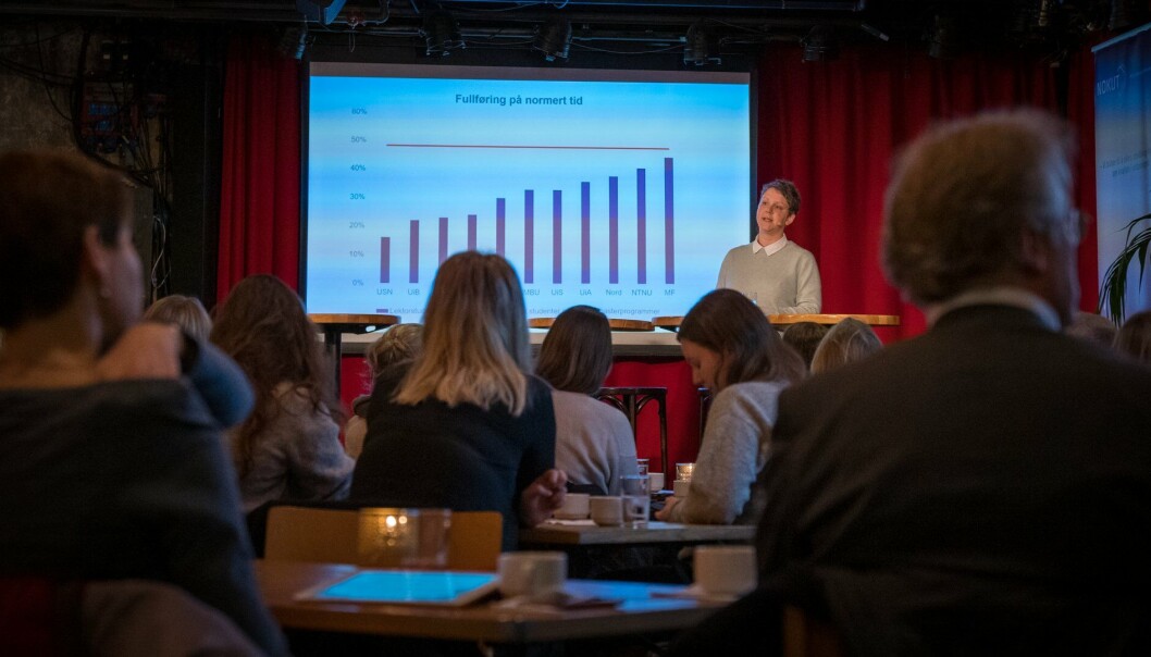 Inger-Lise Kalviknes Bore i Nokut snakker om frafall og fullføring på normert tid i lektorutdanningene. Inger-Lise Kalviknes Bore i Nokut snakker om frafall og fullføring på normert tid i lektorutdanningene.