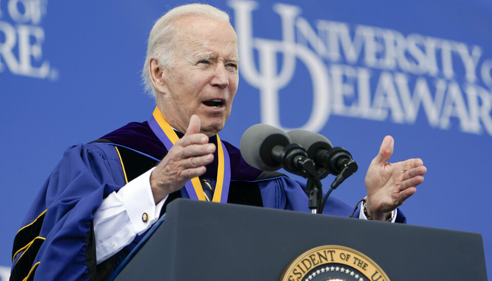 Så mye, men ikke mer? USAs president Joe Biden snakker på University i mai.