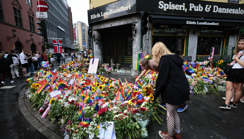 Blomsterhavet i Rosenkrantzgate i Oslo hvor to personer ble drept og flere såret natt til lørdag 25. juni.