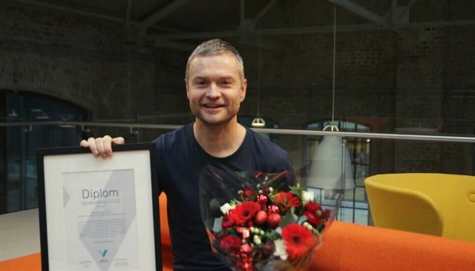 Rune Herheim da han vant HVLs språkpris i 2020.