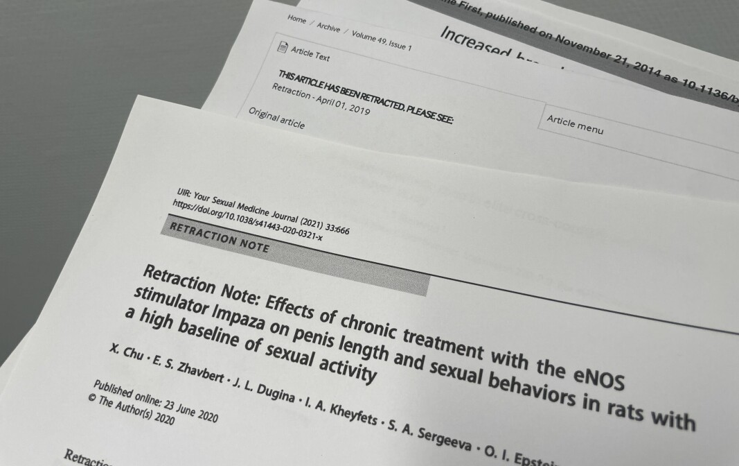 Artikkelen om penislengde og seksualadferd hos rotter ble liggende ut i sju år. Så dukket det opp en melding fra tidsskriftet. Studien var trukket tilbake.