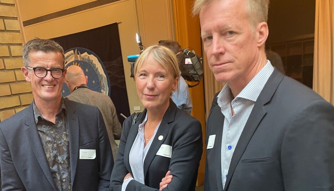 Ingen av dei tre rektorane som møtte fram i Stortinget torsdag er spesielt nøgde med framlegg til statsbudsjett. F.v.: Klaus Mohn, Margareth Hagen og Curt Rice.. Ingen av dei tre rektorane som møtte fram i Stortinget torsdag er spesielt nøgde med framlegg til statsbudsjett. F.v.: Klaus Mohn, Margareth Hagen og Curt Rice..