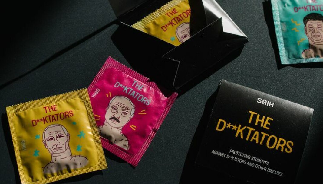 Slik ser SAIHs nye reklamekondomer ut — her ser du autokratene Vladimir Putin, Alexander Lukasjenko og Xi Jinping i ny utførelse. Slik ser SAIHs nye reklamekondomer ut — her ser du autokratene Vladimir Putin, Alexander Lukasjenko og Xi Jinping i ny utførelse.