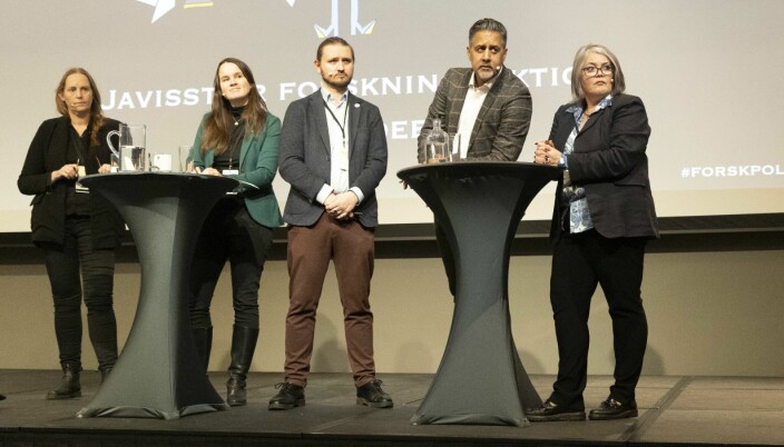 F.v.: Lise Selnes (Ap), Marit Knutsdatter Strand (Sp), Freddy André Øvstegård (SV), Abid Raja (V) og Kari-Anne Jønnes (H) i Utdannings- og forskningskomiteen på Stortinget.