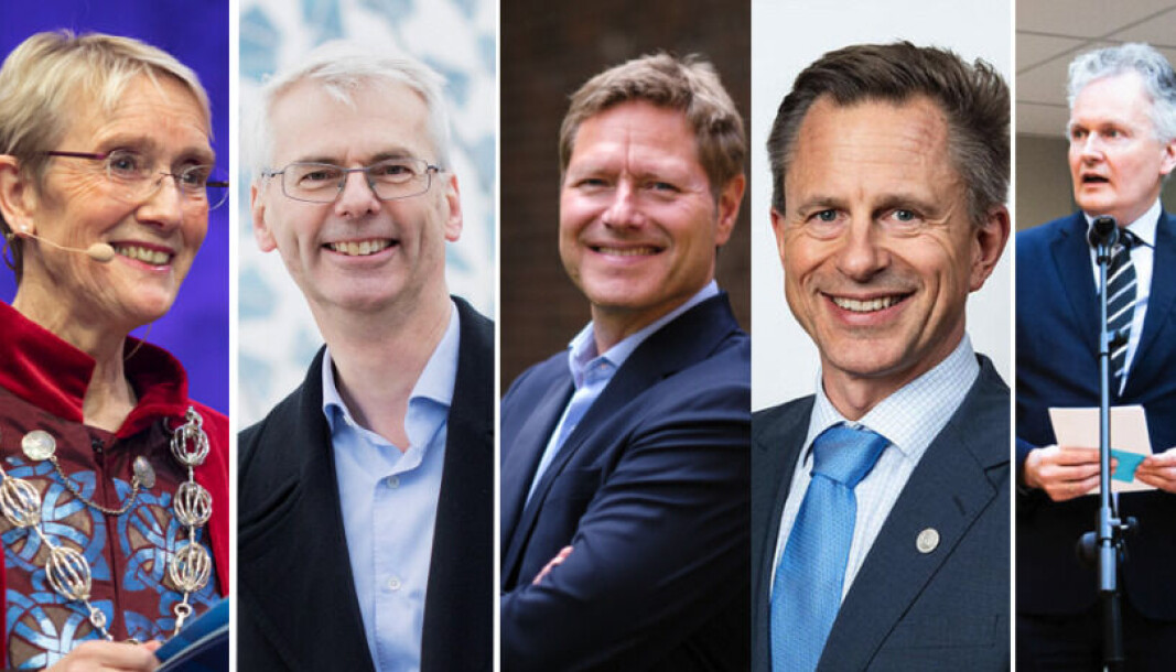 NTNU-rektor Anne Borg, NHH-rektor Øystein Thøgersen, direktør for Hk-dir Sveinung Skule, universitetsdirektør Robert Rastad ved UiB og universitetsdirektør Arne Benjaminsen ved UiO er omfattet av statens lederlønnssystem NTNU-rektor Anne Borg, NHH-rektor Øystein Thøgersen, direktør for Hk-dir Sveinung Skule, universitetsdirektør Robert Rastad ved UiB og universitetsdirektør Arne Benjaminsen ved UiO er omfattet av statens lederlønnssystem