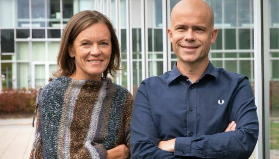 Trine Eker Christoffersen, forskningsdirektør og ansvarlig for akkrediteringssøknaden, og Lars-Petter Jelsness-Jørgensen, rektor ved Høgskolen i Østfold.