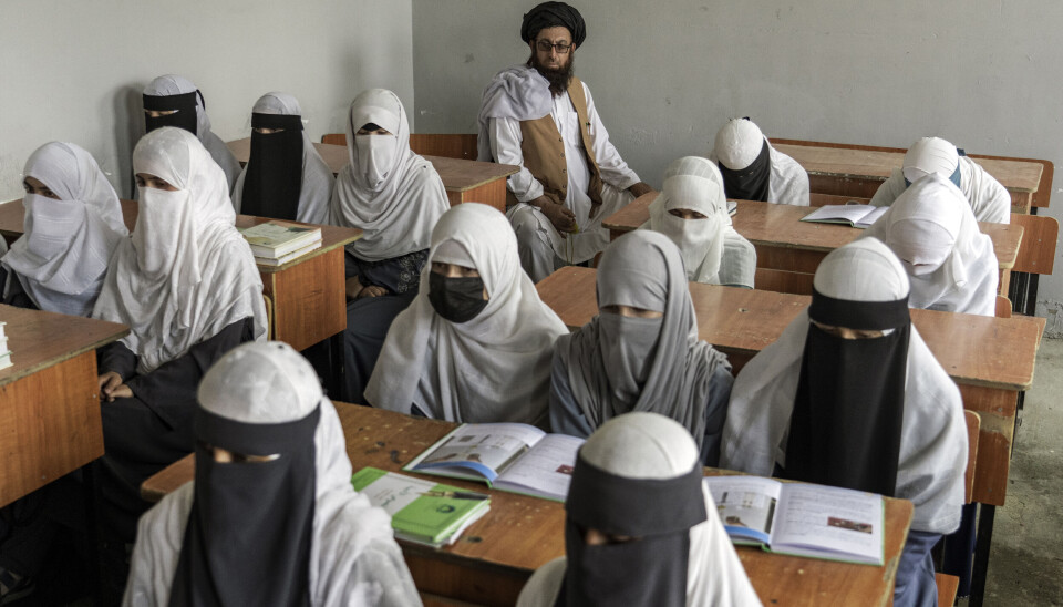 Disse jentene på en religiøs skole i Kabul, Afghanistan kan se langt etter en universitetsutdannelse etter at Taliban har kunngjort at kvinner nektes å studere ved landets universiteter.