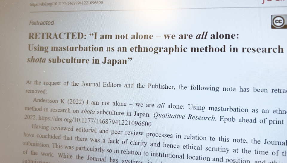 Artikkelen «Using masturbation as an ethnographic method in research on shota subculture in Japan» er blitt avpublisert av Sage Journals. Artikkelen «Using masturbation as an ethnographic method in research on shota subculture in Japan» er blitt avpublisert av Sage Journals.