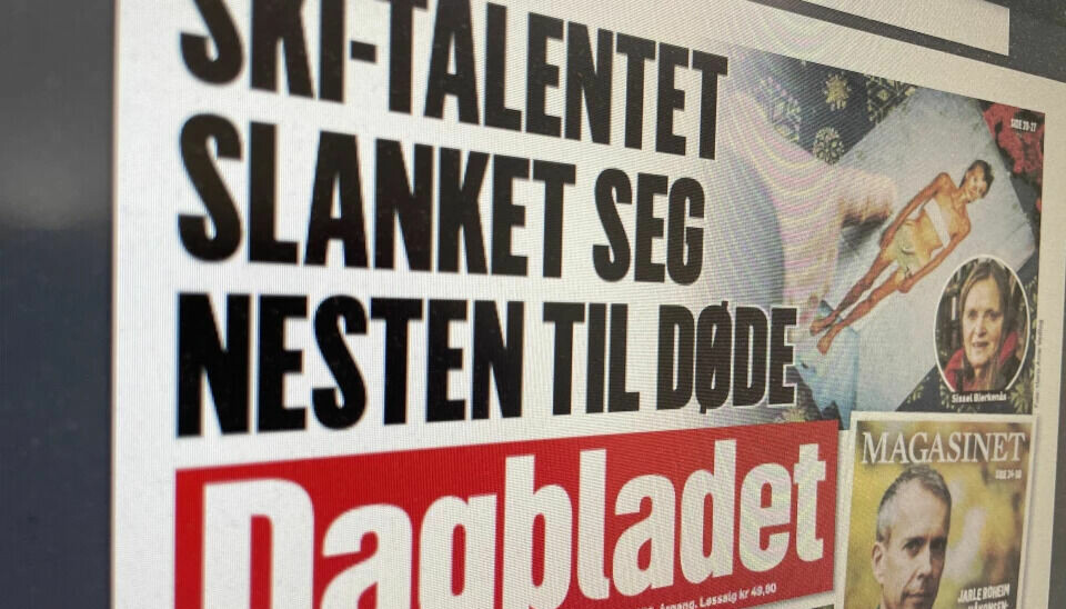 Faksimile av forsiden til Dagbladet, og deres dekning av spiseforstyrrelser i langrenn.