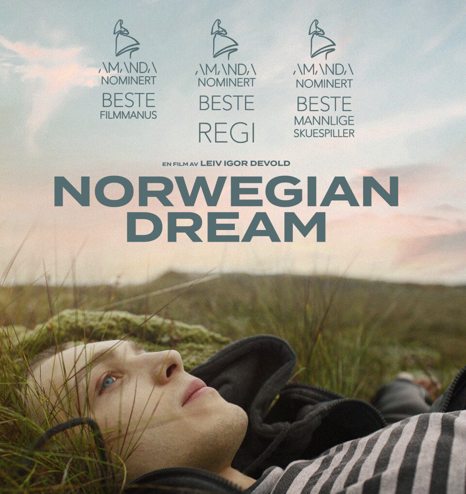 Filmplakaten viser at filmen no er nominert til tre amandaprisar.