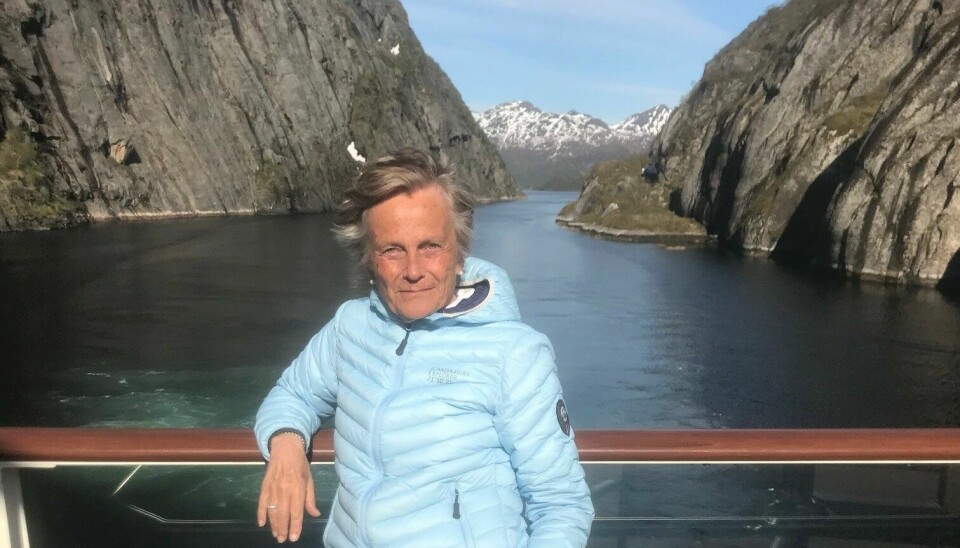 Kjersti Fløttum på ferietur med Kystruten tur-retur Bergen-Kirkenes, mai 2022.