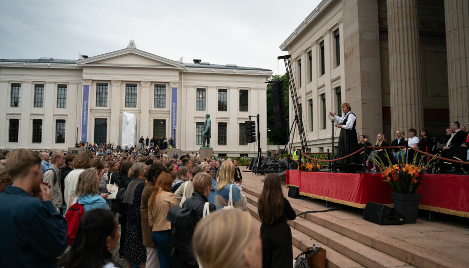 Universitetsplassen: Oslos ordfører Marianne Borgen taler til de nye studentene.