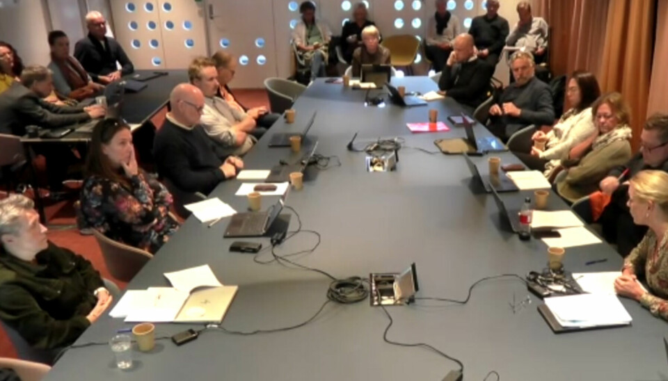 Bildet er fra styremøtet ved Høgskolen i Østfold, skjermdump frazoom-sending.