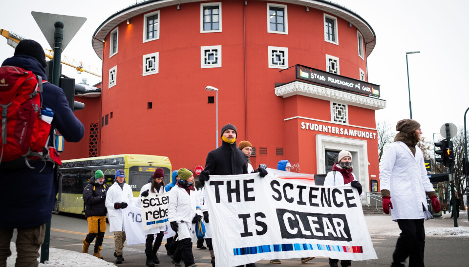 Demonstranter ved Studentersamfundet