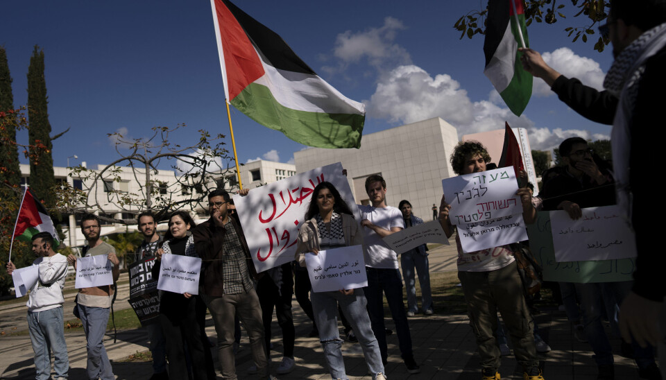 Palestinske innbyggere i Israel demonstrerte forrige måned ved Universitet i Tel Aviv. Det israelske universitetet har et utvekslingssamarbeid med Universitetet i Bergen.