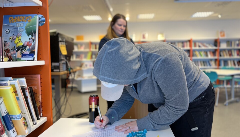 Prosjektet LæreriNord starta for to år sidan. Nord universitet har i år reist rundt til alle kommunar i Nordland for å rekruttera lærarstudentar. Dette biletet er frå Meløy kommune i 2023.