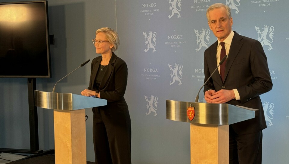Ingvild Kjerkol og Jonas Gahr Støre på pressekonferanse