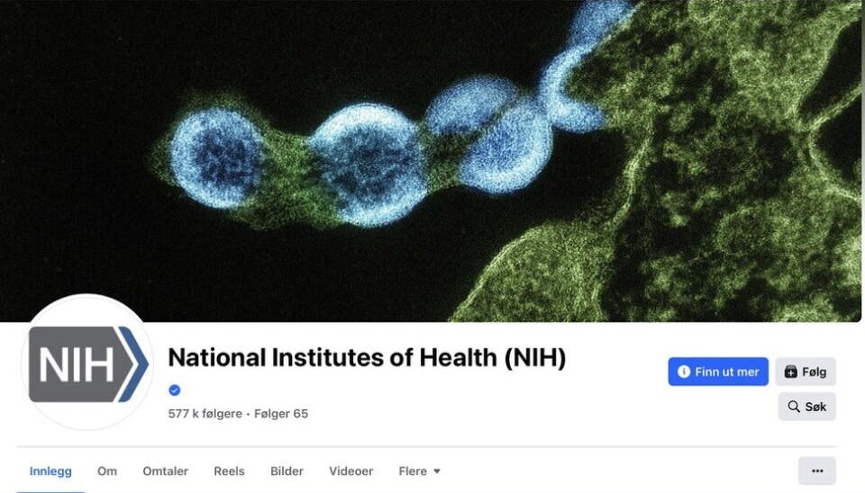 USAs nasjonale helseinstitutt hadde automatisk bortfiltrering av kommentarer på sin Facebook- og Instagramside Skjermdump av Facebooksiden til National Institutes of Health
