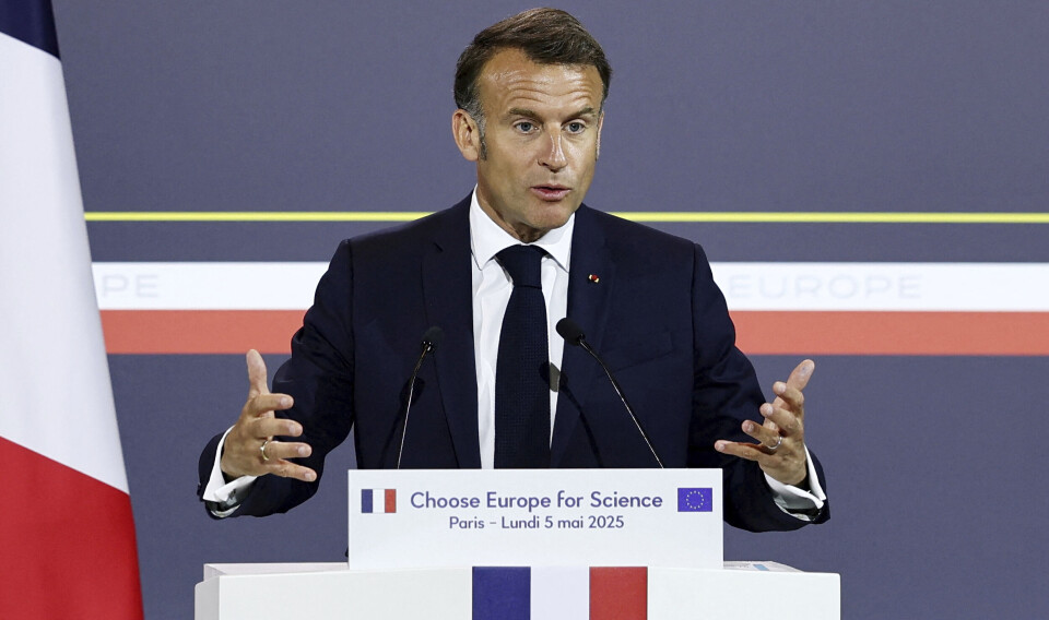 Frankrikes president Emmanuel Macron heldt tale under konferansen i Paris måndag, og varsla sterkare satsing på rekruttering av internasjonale forskarar, mellom anna frå USA, til Europa.