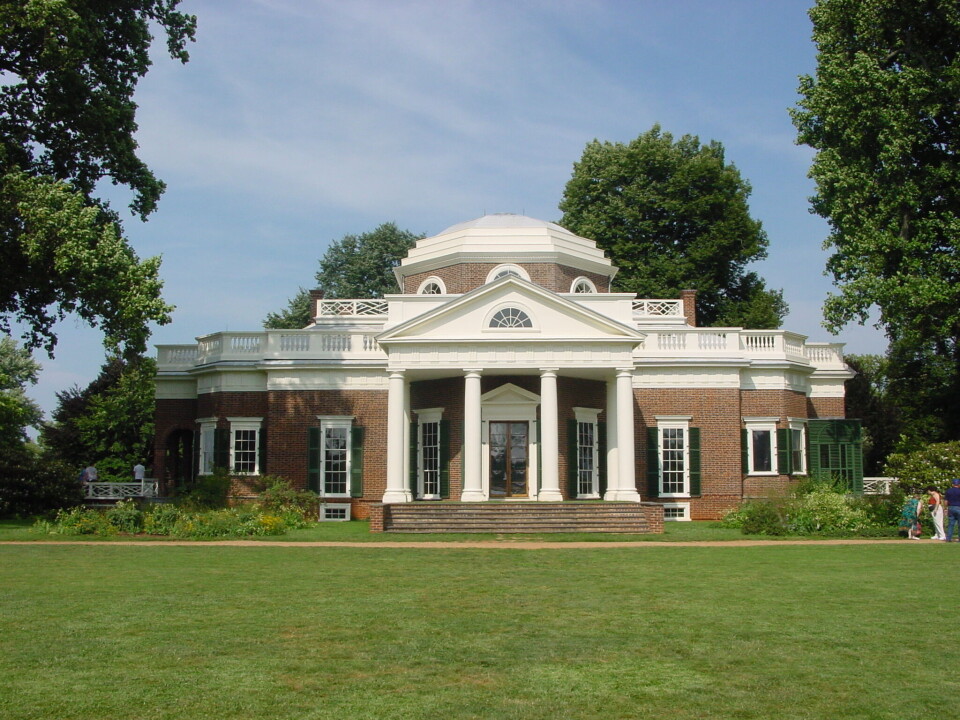 Thomas Jeffersons eiendom Monticello, fotografert på en finværsdag.